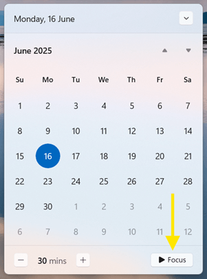 Focus button on notification center