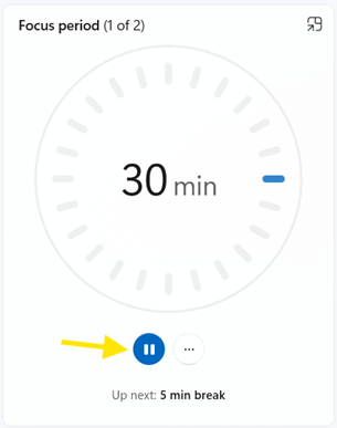 Focus period pause button