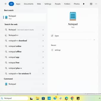 Open Notepad application