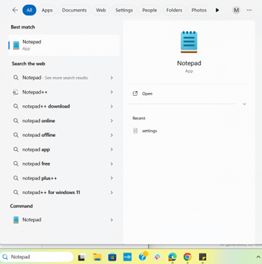 Open Notepad application