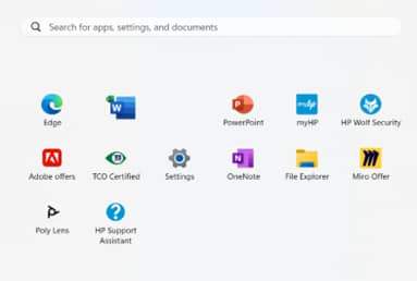 Start menu icons