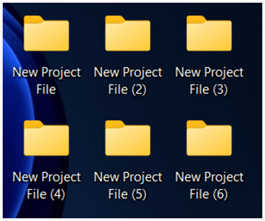 New folders with Value data as default name