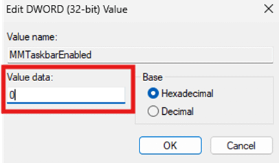 Set value data to 0