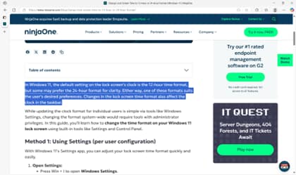 Highlighted webpage content