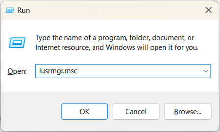 Run dialog box input " lusrmgr.msc" and enter
