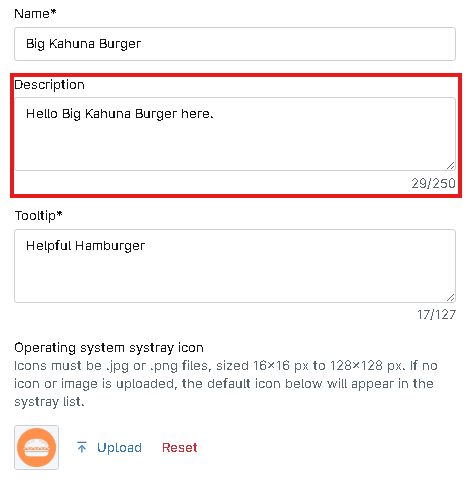 Description input field