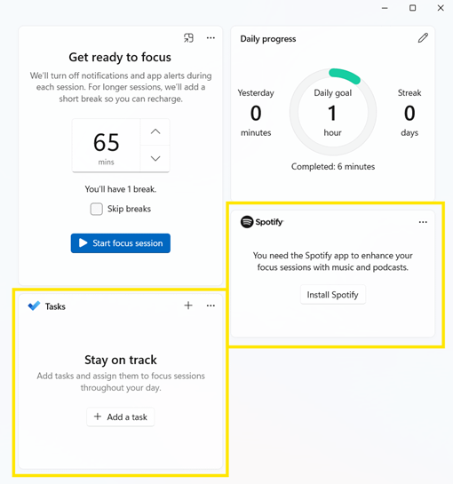 Microsoft To-Do and Spotify while on focus session