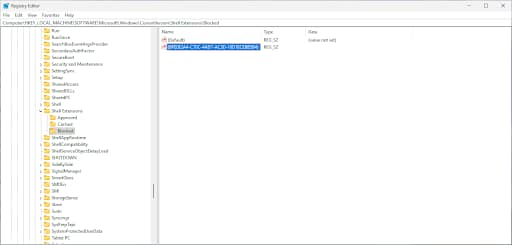 New string value to the CLSID