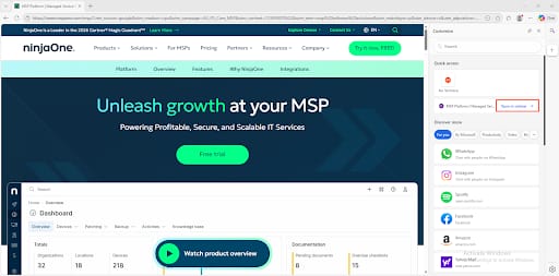 Enable sidebar in Microsoft Edge