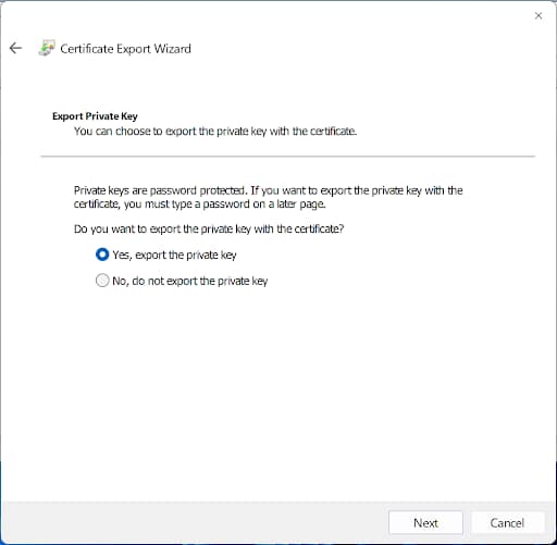 Certificate Export Wizard