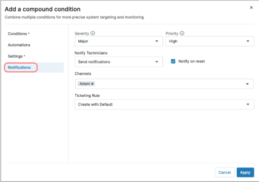 A screenshot showing how to add a compound condition