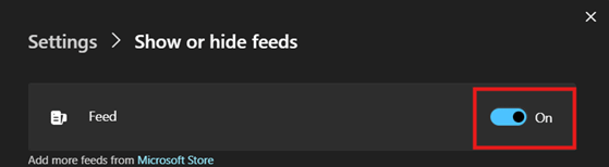 Feed option toggle button