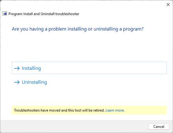 Process of using Windows program to troubleshoot