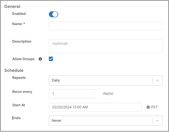 General task details window to checkmark Allow Groups