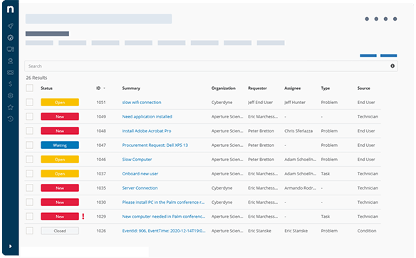 screenshot of NinjaOne ticketing dashboard