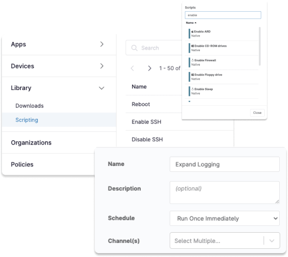 Script deployment settings