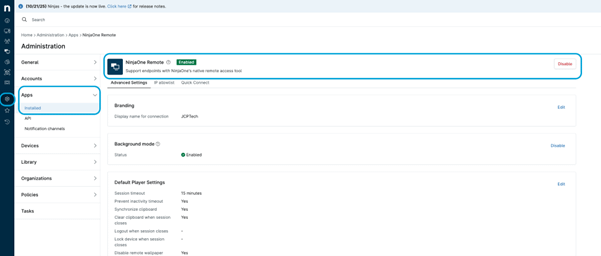 Enable Background Mode for NinjaOne Remote
