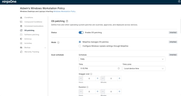 Windows patch configuration Windows patch configuration