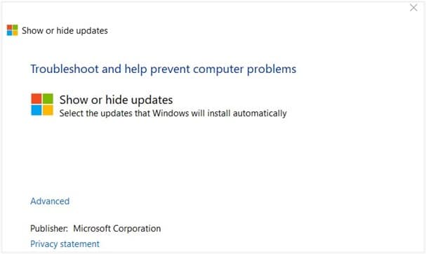 Show or Hide Updates