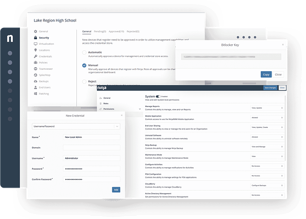 A screenshot of the NinjaOne endpoint security dashboard