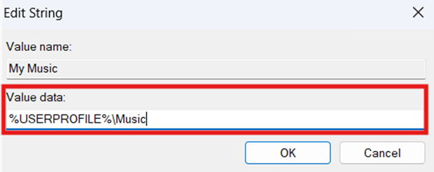 Return the Music folder to its original location