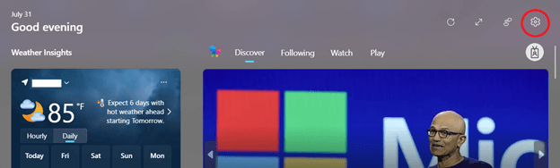 Settings gear button