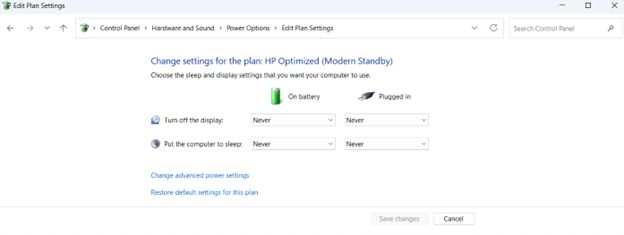 Edit Plan Settings window
