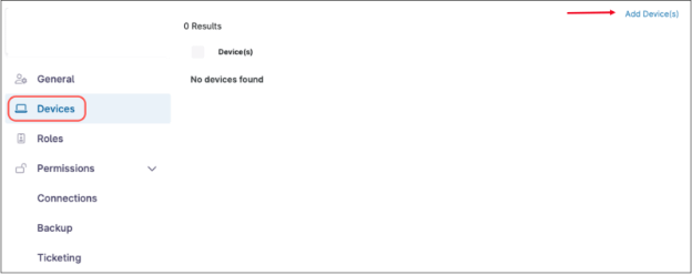 Devices tab