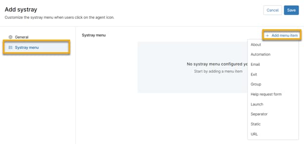 Add menu item button