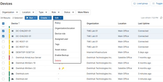 Bulk Actions feature