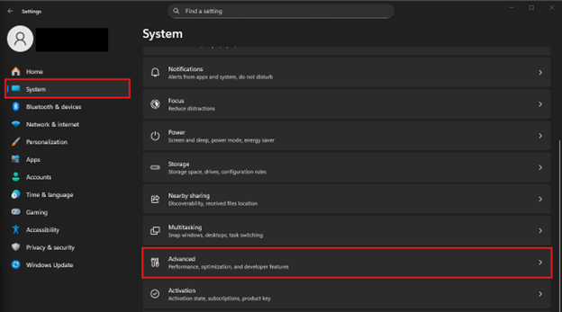 Advanced System settings