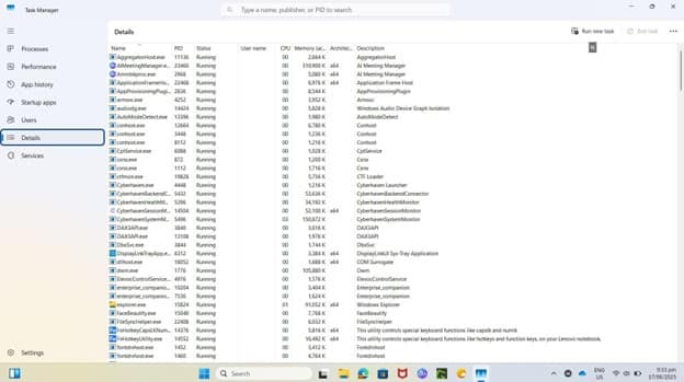Task Manager Details tab