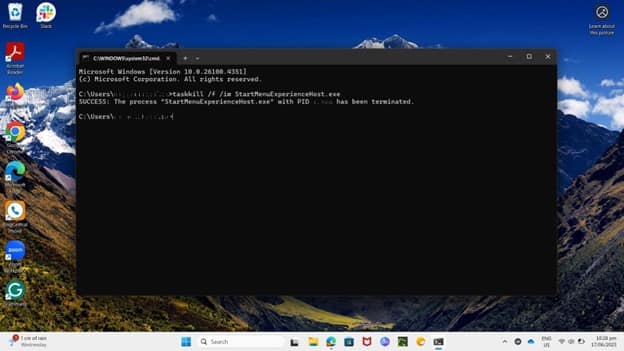 Process termination confirmation in Command Prompt
