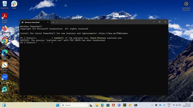 Terminated process confirmation in Windows PowerShell
