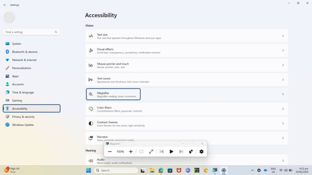 Navigate to Accessibility then Magnifier
