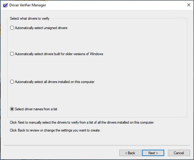 Select driver names from a list