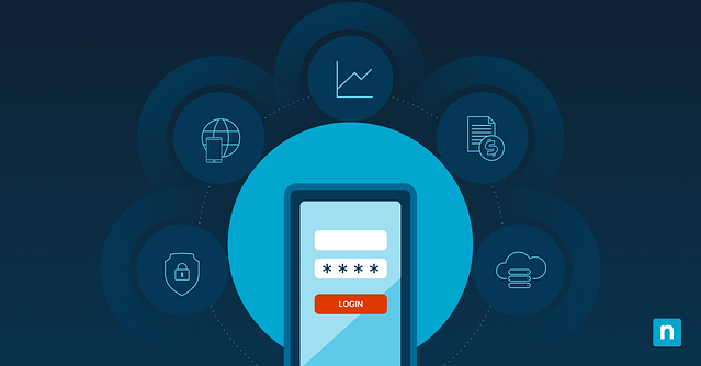 Illustration of a mobile device surrounded by EMM functions representing enterprise mobility management