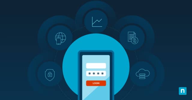 Illustration of a mobile device surrounded by EMM functions representing enterprise mobility management
