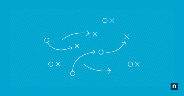 An illustration of arrows pointing to O's and X's representing a blog on IT automation