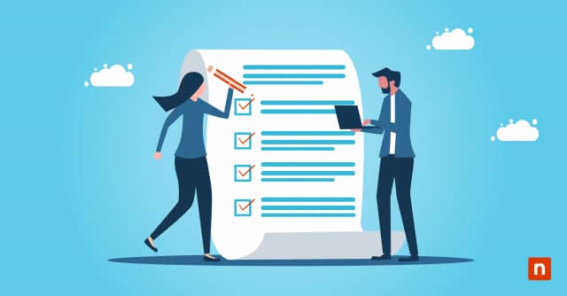 An image of a man and a woman with a checklist for the blog"What Is An OLA? Operational-Level Agreement Defined"