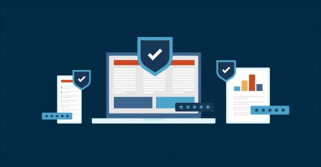 A mobile phone, laptop, and tablet with shields representing a blog post on vulnerability management
