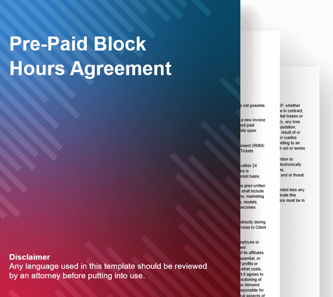 Pre-paid block hours agreement