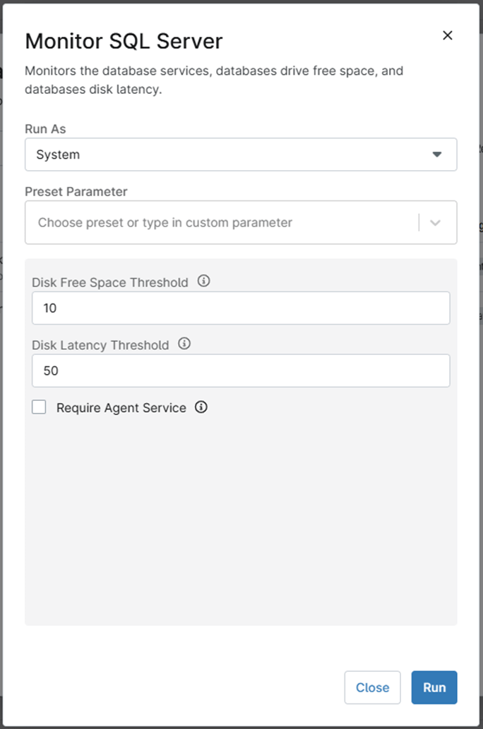 Monitor SQL Server window