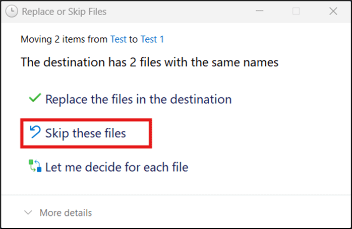 Choose Skip this file