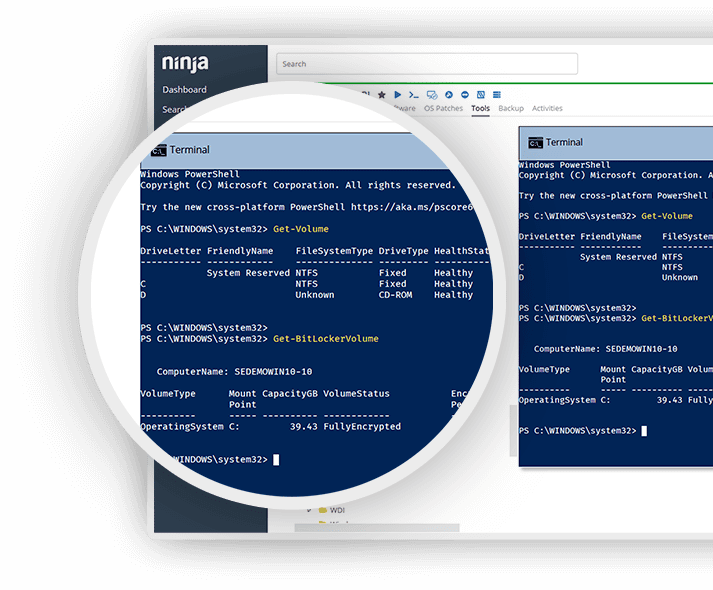 Endpoint Management Remote Tools Powershell zoom printscreen