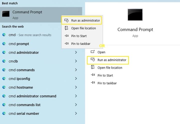 Run Command Prompt as administrator