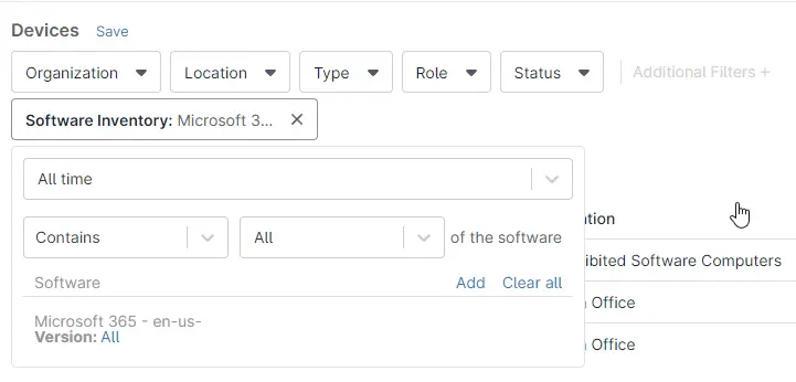 A screenshot showing the process of software groups creation