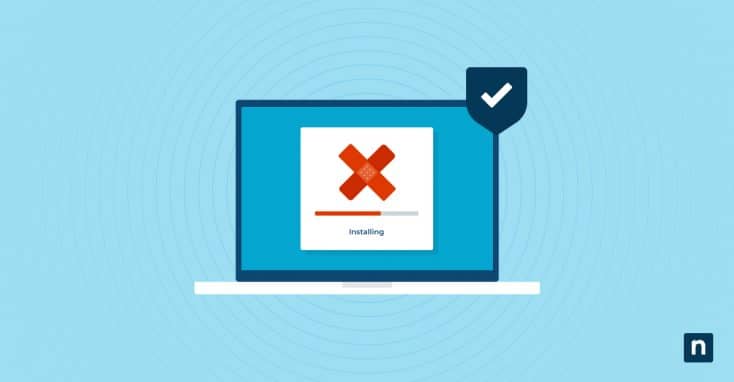 An image of a laptop screen installing a software patch representing a blog post on patch management