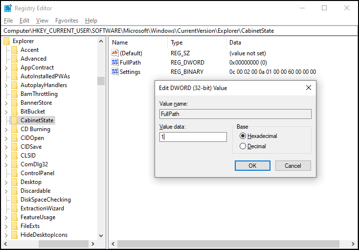 Registry Editor Edit DWORD Value