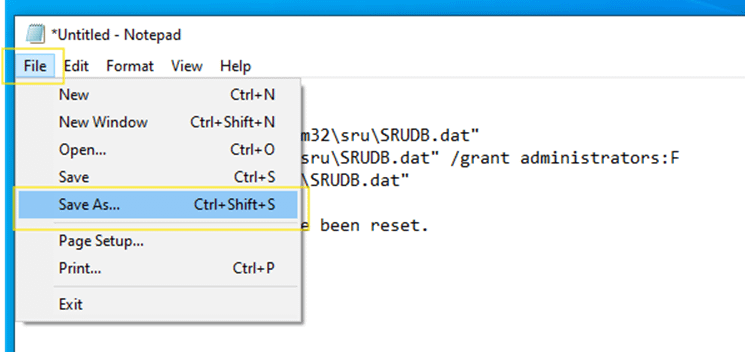 Save As option in saving Notepad File